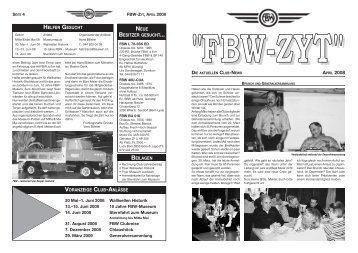 ''FBW-ZYT'' DIE AKTUELLEN CLUB-NEWS APRIL 2008 - Fbw-Club