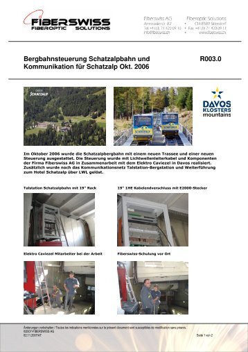 Bergbahnsteuerung Schatzalpbahn und R003.0 ... - Fiberswiss