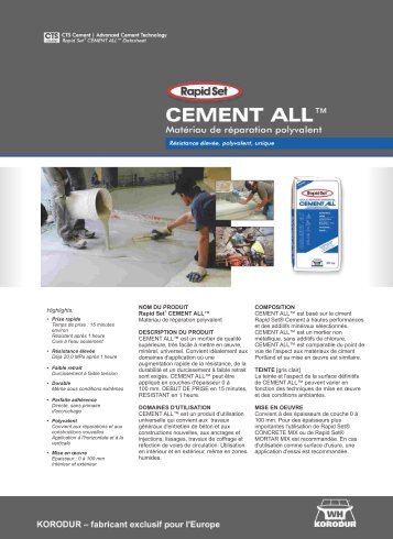 CTS Cement | Advanced Cement Technology Rapid Set ... - Korodur