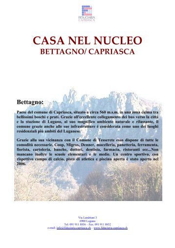 CASA NEL NUCLEO BETTAGNO/ CAPRIASCA ... - Homegate.ch