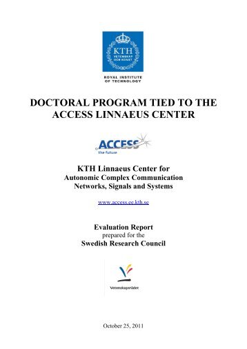 doctoral program tied to the access linnaeus center - KTH