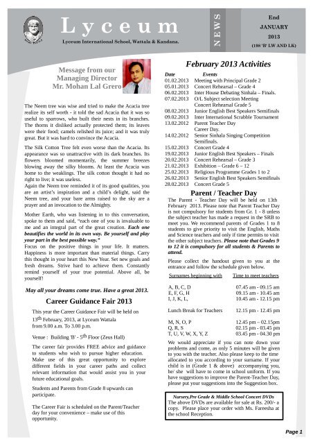 Newsletter - Lyceum International School