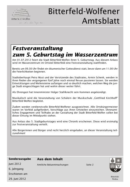 Sonderausgabe , erschienen am 29.06.12.pdf - Stadt Bitterfeld-Wolfen