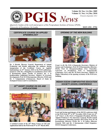 PGIS News - Postgraduate Institute of Science