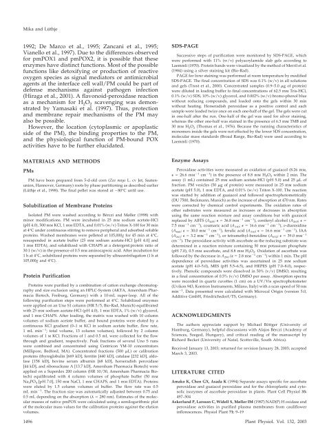 Properties of Guaiacol Peroxidase Activities ... - Plant Physiology