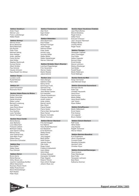 Rapport annuel 2004 / 2005 - Les Routiers Suisses