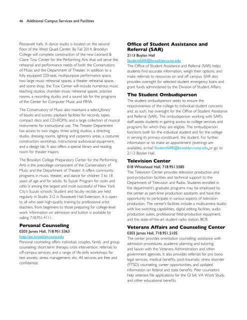 Graduate Bulletin 2011–2012 - Brooklyn College - CUNY