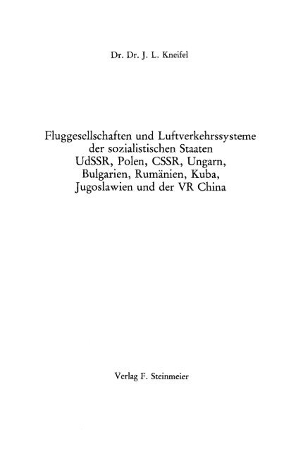 Fluggesellschaften und Luftverkehrssysteme der sozialistischen ...