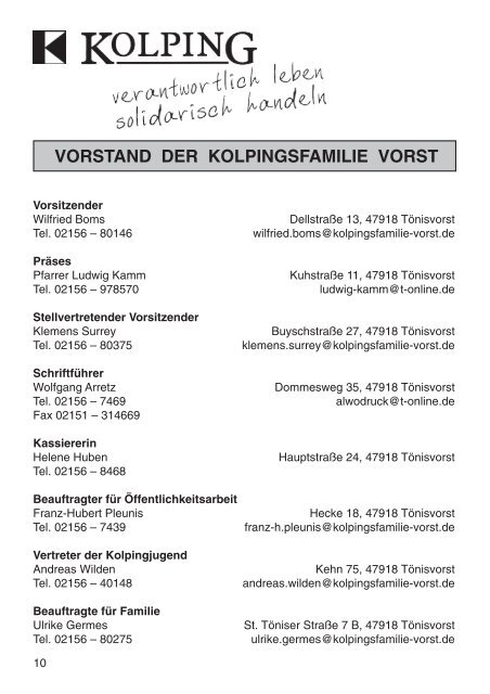 Festschrift zum Jubilaeumsjahr 2006 - Kolpingsfamilie Vorst