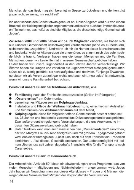 Festschrift zum Jubilaeumsjahr 2006 - Kolpingsfamilie Vorst