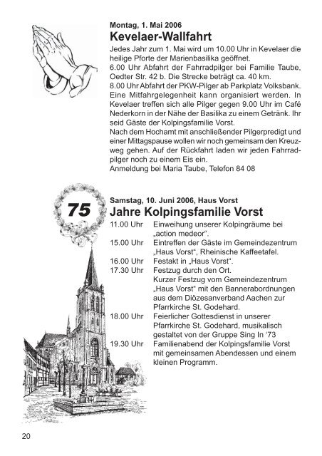 Festschrift zum Jubilaeumsjahr 2006 - Kolpingsfamilie Vorst