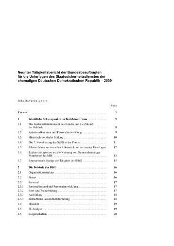 Neunter Tätigkeitsbericht – 2009 (PDF, 2MB, Datei ist nicht - BStU