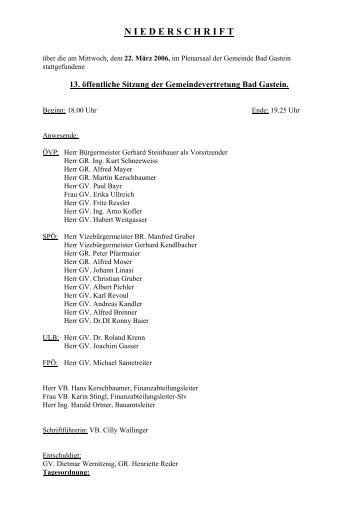 13. plenum 22.03.06.pdf - Gemeinde Bad Gastein