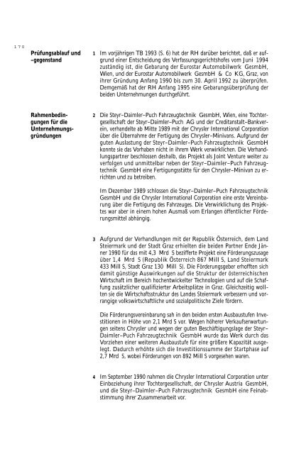 Tätigkeitsbericht des Rechnungshofes Verwaltungsjahr 1994 - Der ...