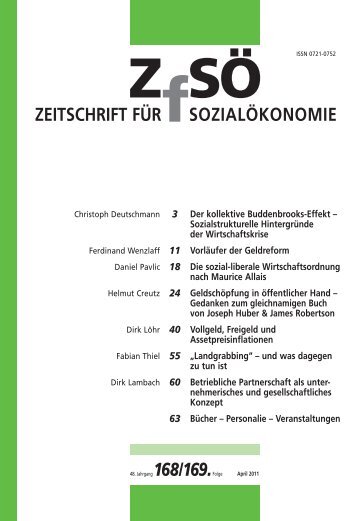 ZEITSCHRIFT FÜR SOZIALÖKONOMIE 168/169.