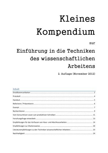 kleines Kompendium zum wissenschaftlichen Arbeiten