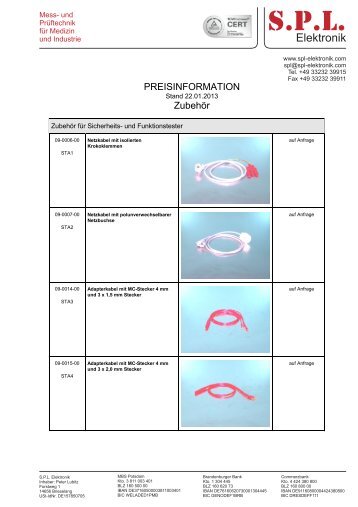 Zubehörliste - SPL Elektronik