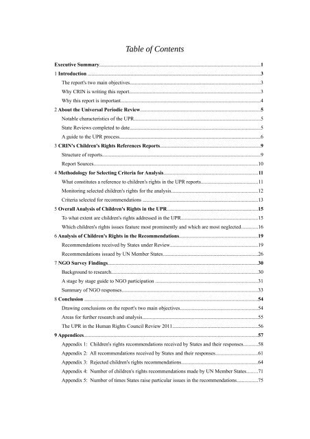 Universal Periodic Review: The Status of Children's Rights - CRIN