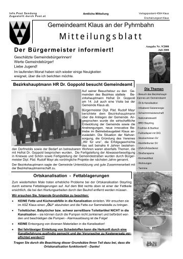 Mitteilungsblatt - Gemeinde Klaus an der Pyhrnbahn