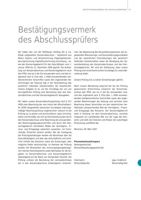 Download Geschäftsberichte 2006 - Mühlbauer AG