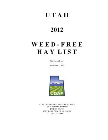 Weed-Free Hay List - Utah Department of Agriculture and Food ...