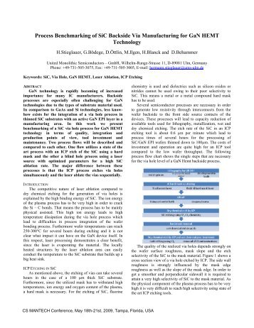 Process Benchmarking of SiC Backside Via ... - CS Mantech