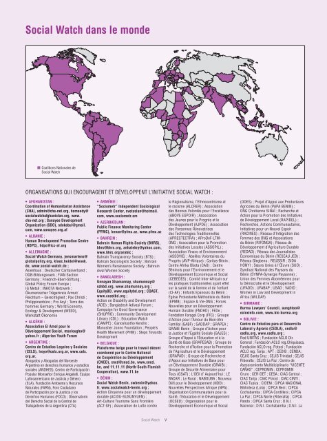 Social Watch dans le monde