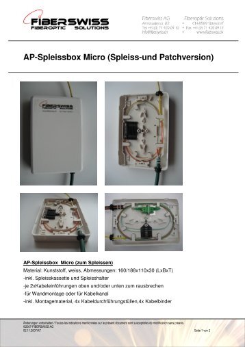 Ap-Spleissbox Micro (Spleiss-und Patchversion) - Fiberswiss