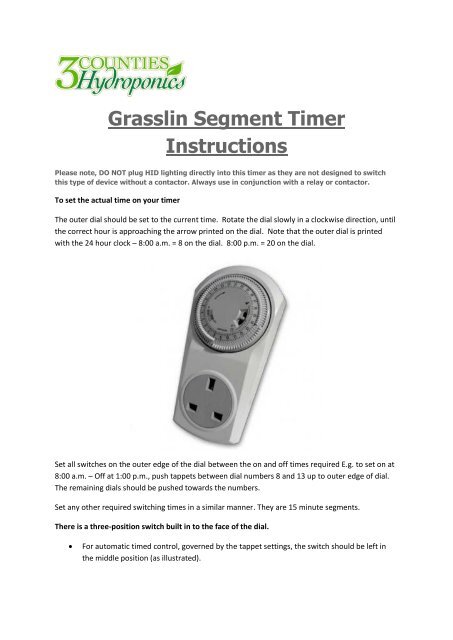 Segment Timer Instructions - 3 Counties Hydroponics