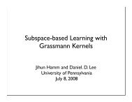 Subspace-based Learning with Grassmann Kernels - VideoLectures