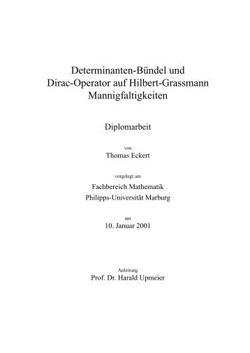 Determinanten-Bündel und Dirac-Operator auf Hilbert-Grassmann