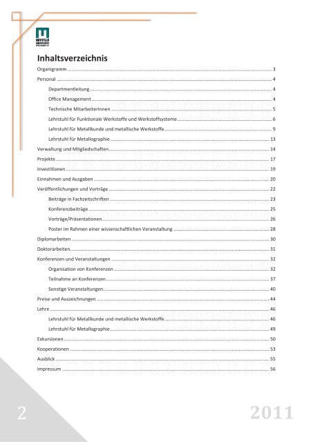 Jahresbericht 2011 - Department Metallkunde und Werkstoffprüfung ...