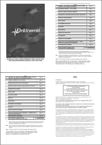 manuale d'uso e manutenzione ventilatori atex use and ... - Elektrovent