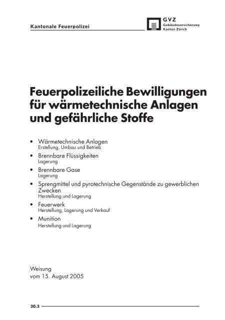 Feuerpolizeiliche Bewilligungen für wärmetechnische Anlagen - GVZ