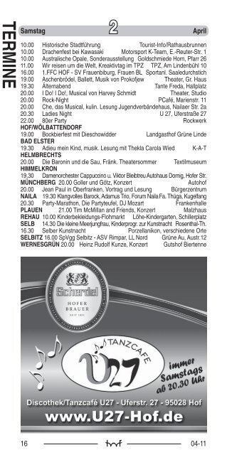 April - Hof Programm