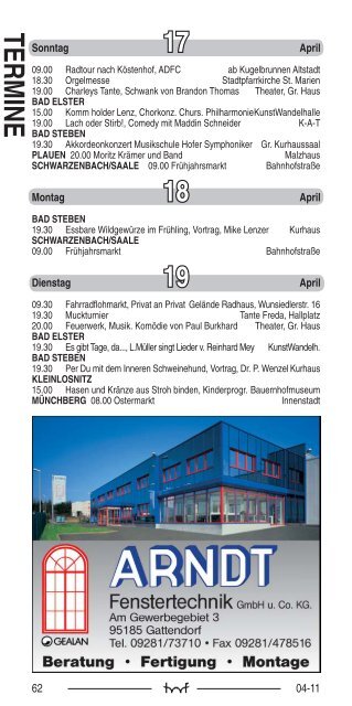 April - Hof Programm