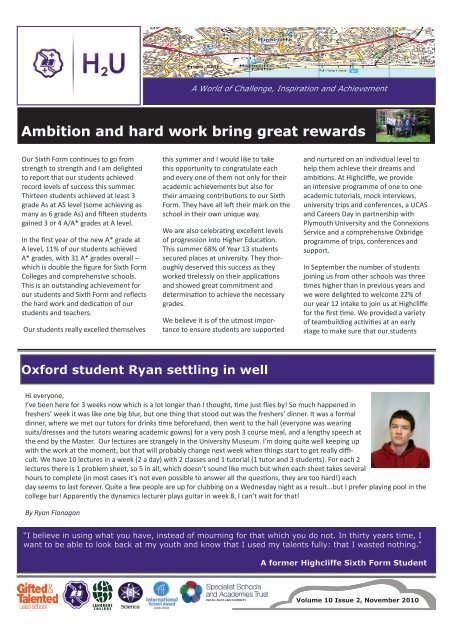 Ambition and hard work bring great rewards - Highcliffe School