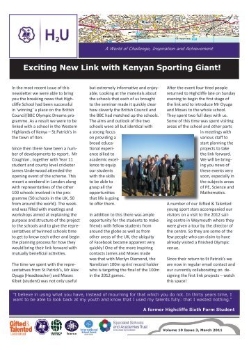Exciting New Link with Kenyan Sporting Giant! - Highcliffe School