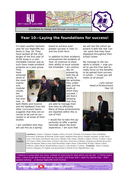 H2U Vol 7 Issue 6 June 2008 - Highcliffe School