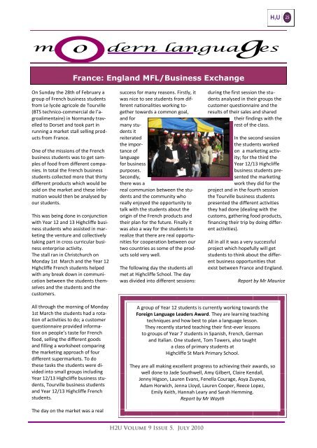 School Newsletter Volume 9 Edition 6.pdf - Highcliffe School