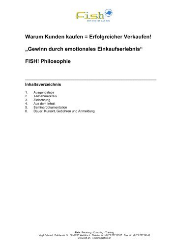 Warum Kunden kaufen = Erfolgreicher Verkaufen! „Gewinn ... - Fish!