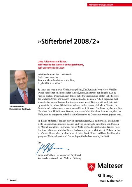 Stifterbrief Nr. 2 in 2008 - Stiftungszentrum