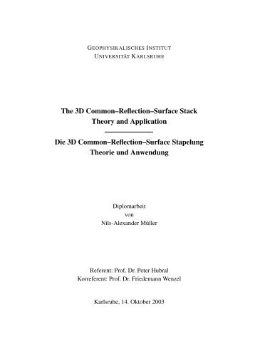 The 3D Common–Reflection–Surface Stack Theory and Application ...