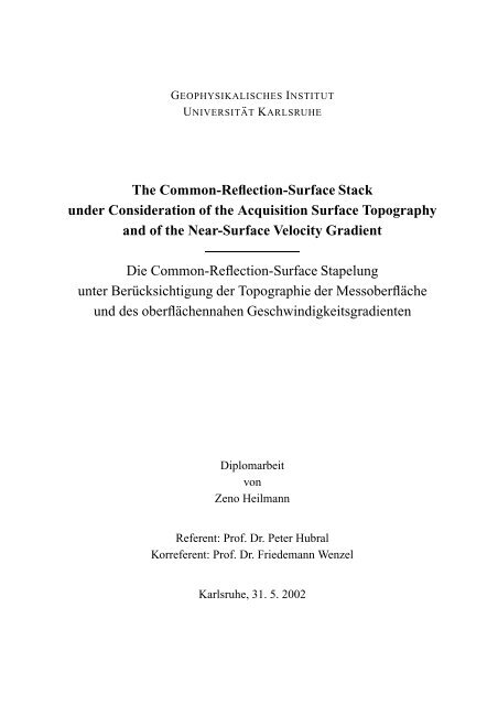 The Common-Reflection-Surface Stack under Consideration ... - Sites