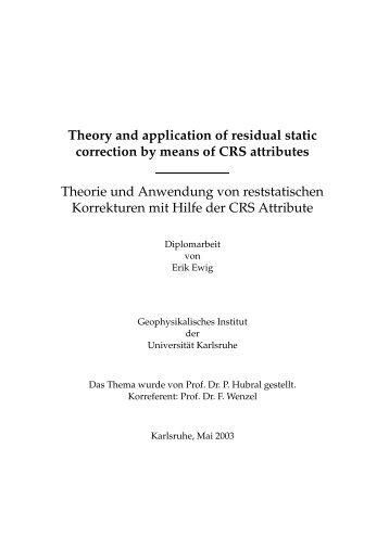 Theory and application of residual static correction by means of CRS ...