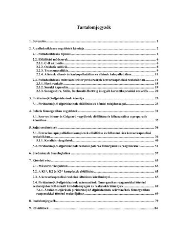 Tartalomjegyzék - ELTE TTK TEO - Eötvös Loránd Tudományegyetem