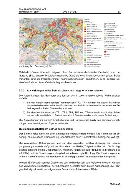 Umweltverträglichkeitsbericht UVB 1. Stufe - Tram Region Bern