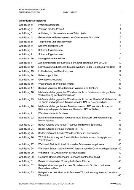 Umweltverträglichkeitsbericht UVB 1. Stufe - Tram Region Bern