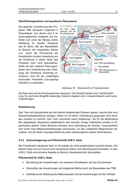 Umweltverträglichkeitsbericht UVB 1. Stufe - Tram Region Bern