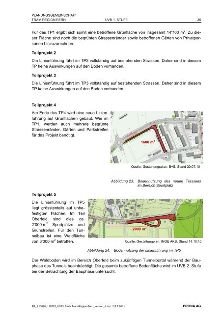 Umweltverträglichkeitsbericht UVB 1. Stufe - Tram Region Bern